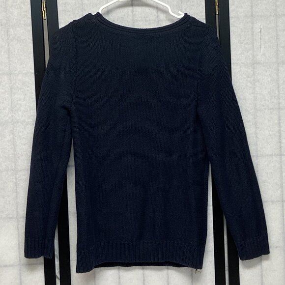 Tommy Hilfiger Scoop Neck Pull Over Cable & Rib Knit Sweater Navy Blue Kids L - Picture 2 of 12